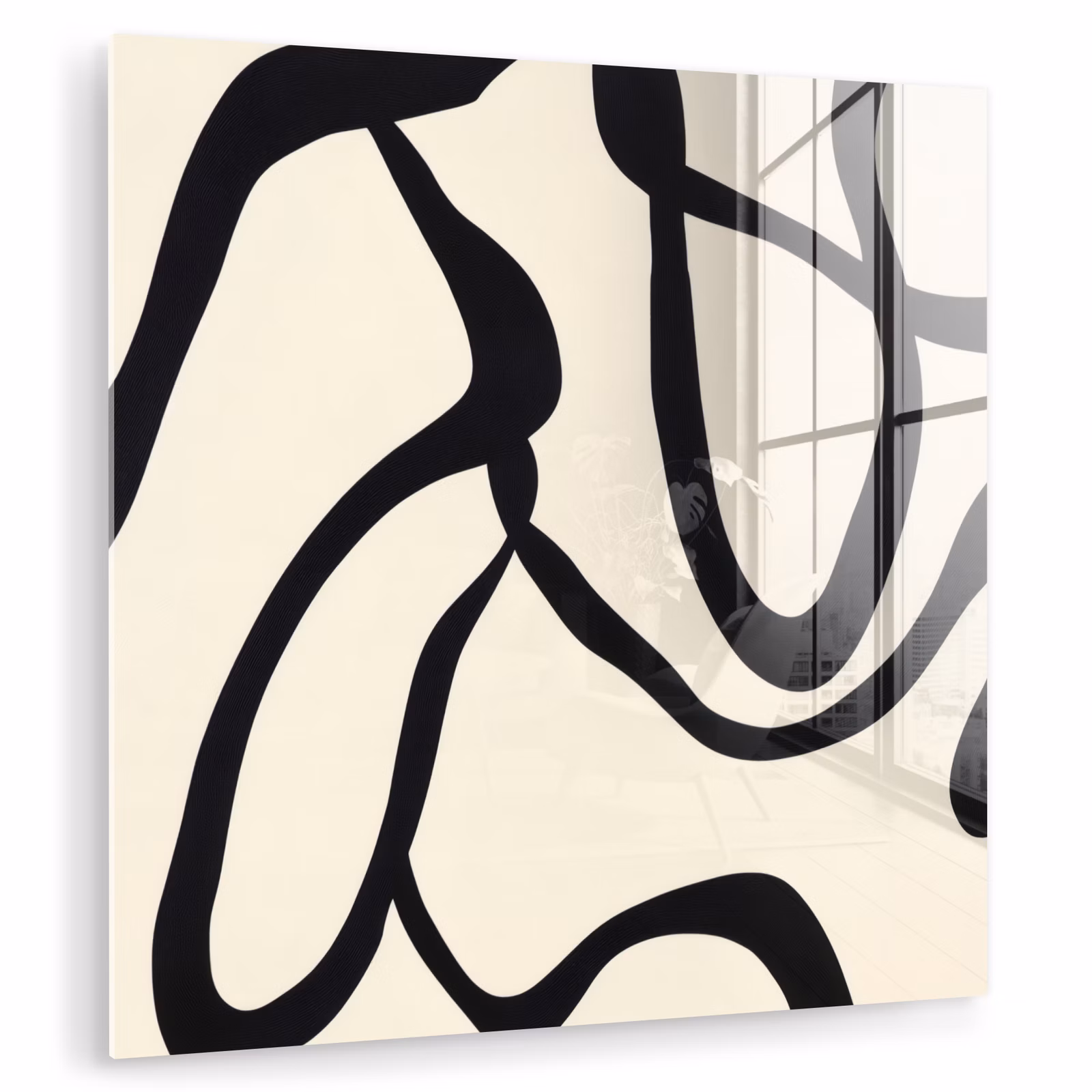 Glas schilderij - Abstract - Lijnen - Modern - Beige — 1