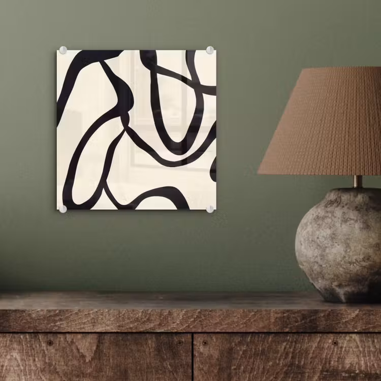 Glas schilderij - Abstract - Lijnen - Modern - Beige — 4