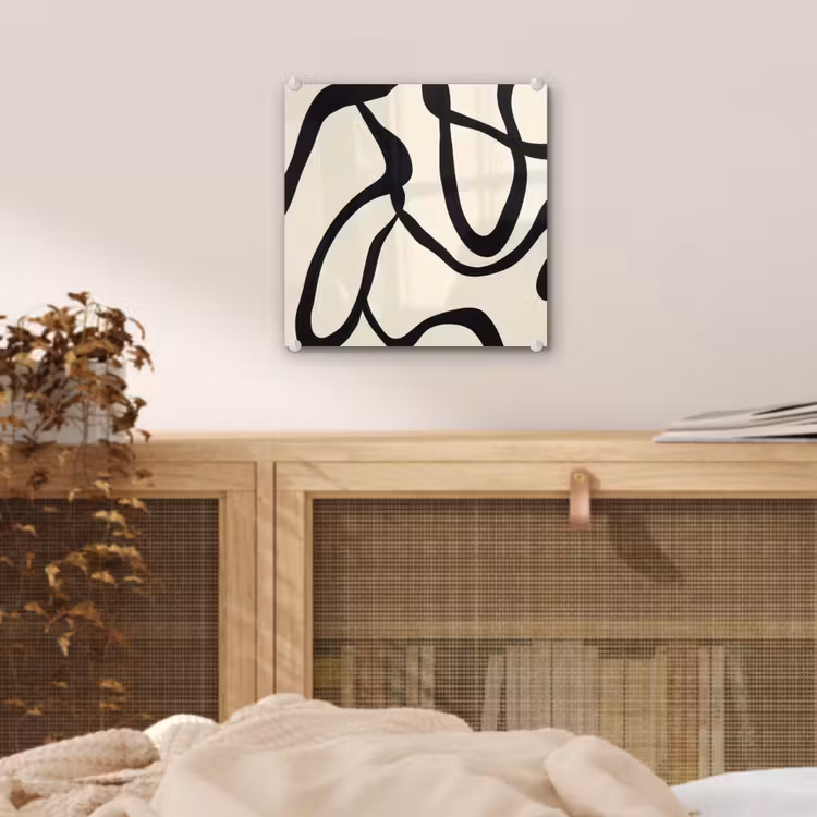 Glas schilderij - Abstract - Lijnen - Modern - Beige — 5
