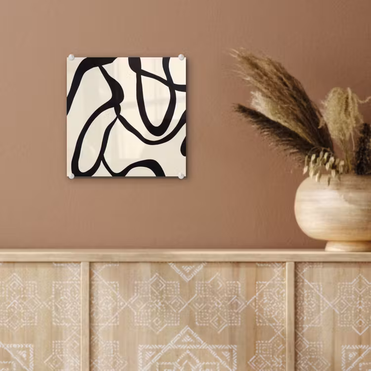 Glas schilderij - Abstract - Lijnen - Modern - Beige — 6