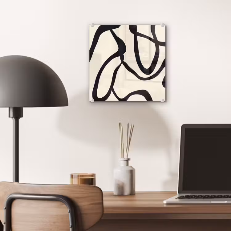 Glas schilderij - Abstract - Lijnen - Modern - Beige — 7