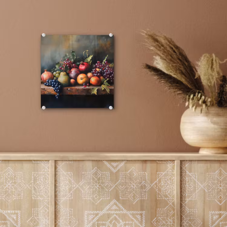 Glas schilderij - Stilleven Fruit Granaatappels Druiven — 6
