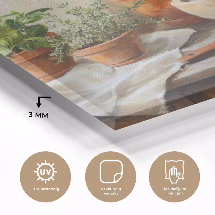 Glas schilderij - Potten - Kruiden - Hout — 3