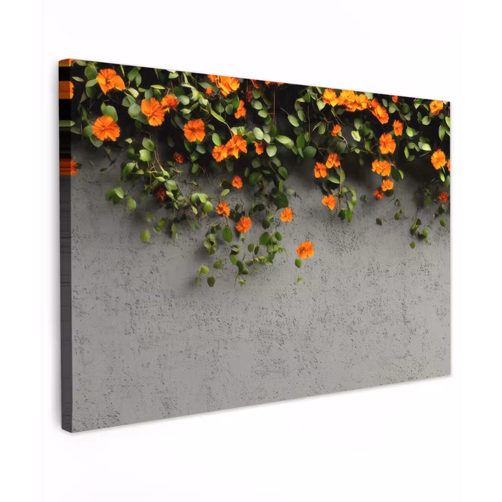Canvas schilderij - Bloemen - Muur - Oranje — 1