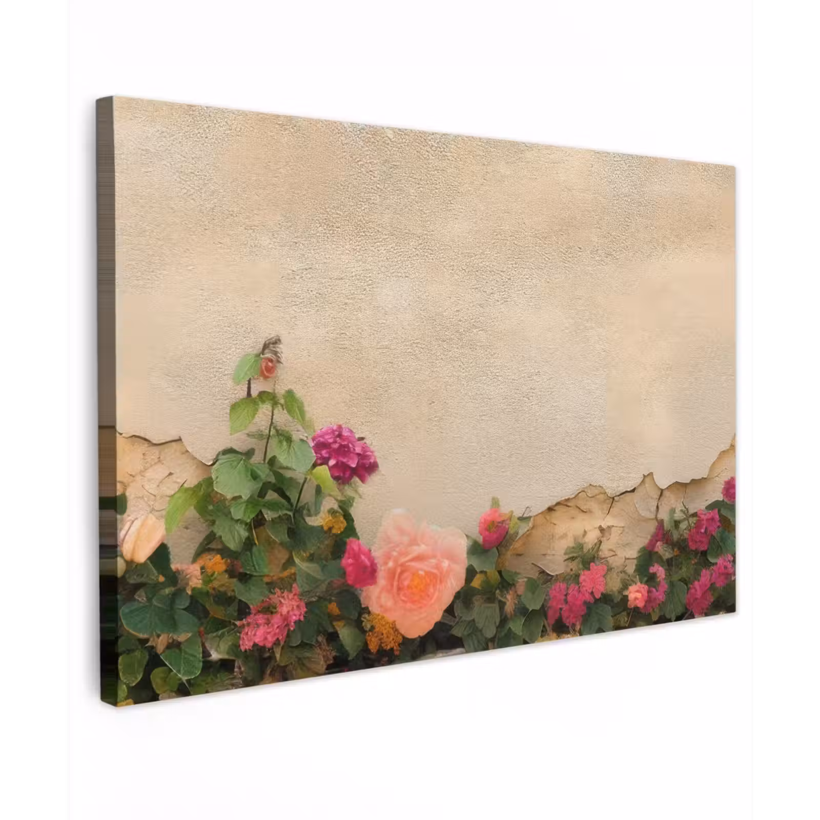 Canvas schilderij - Rozen - Muur - Vintage — 1