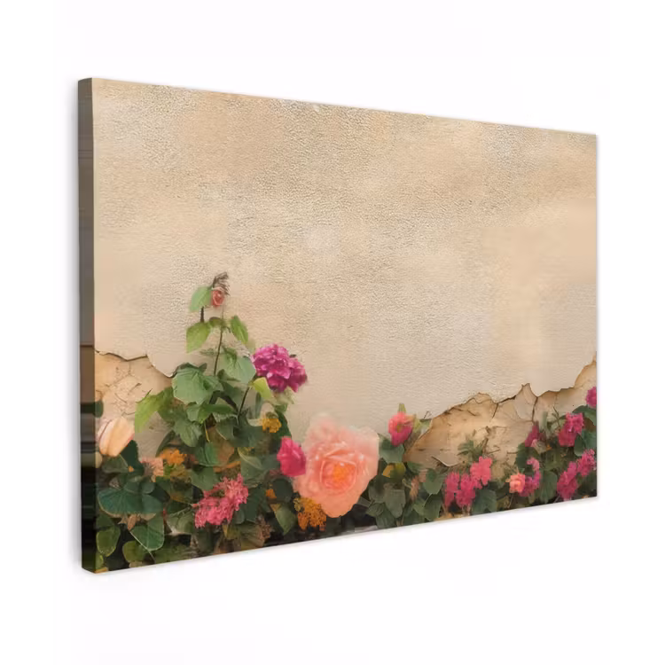 Canvas schilderij - Rozen - Muur - Vintage — 1
