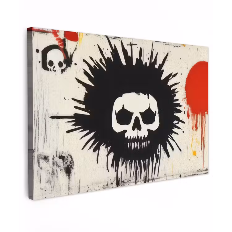 Canvas schilderij - Graffiti - Schedel - Abstract - Rood — 1