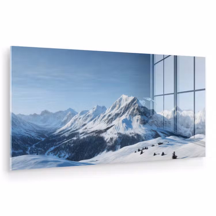 Glas schilderij - Bergen - Sneeuw - Winter — 1