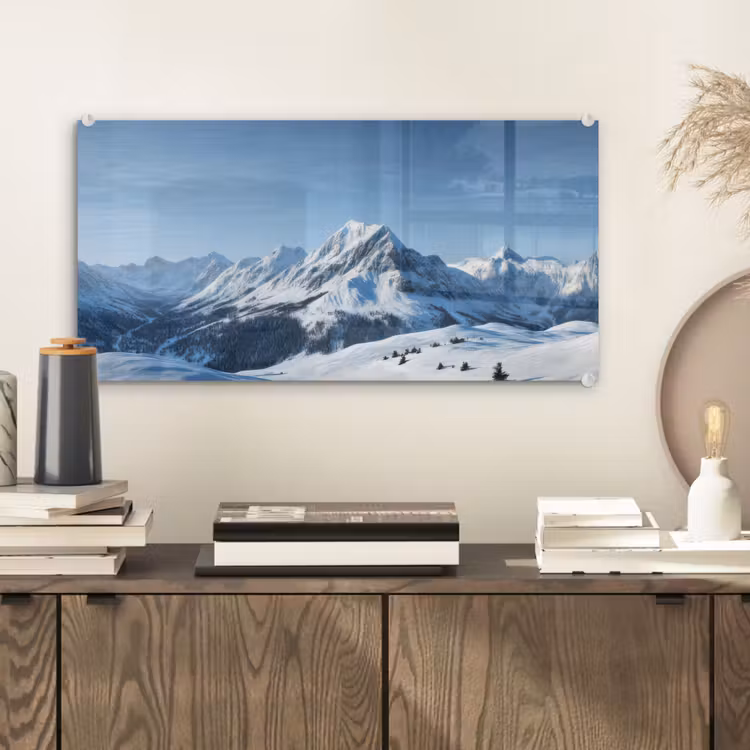 Glas schilderij - Bergen - Sneeuw - Winter — 2