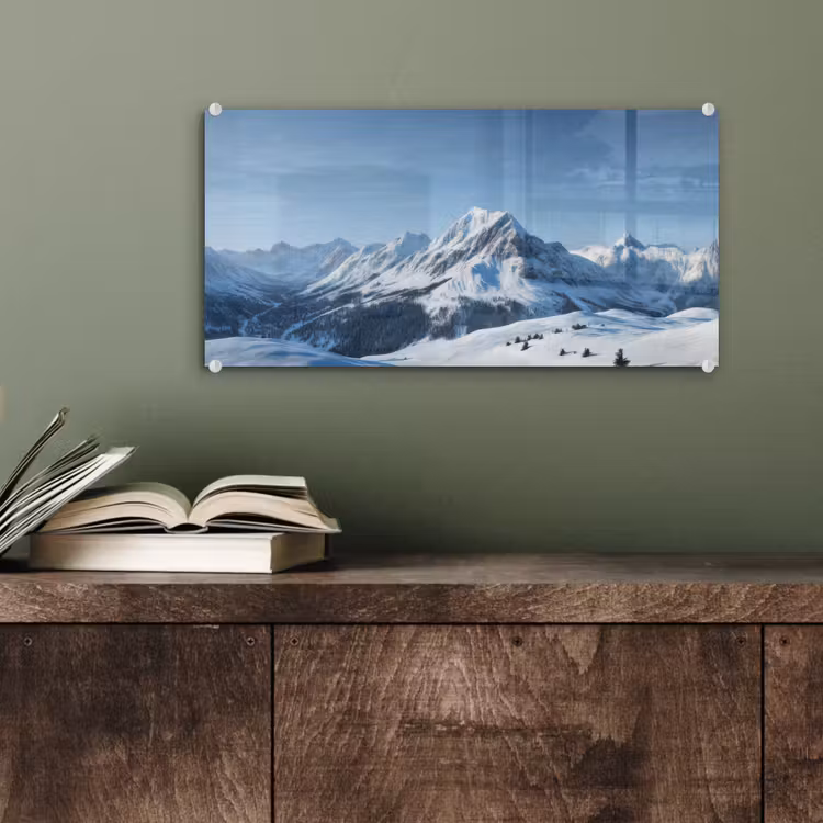 Glas schilderij - Bergen - Sneeuw - Winter — 4