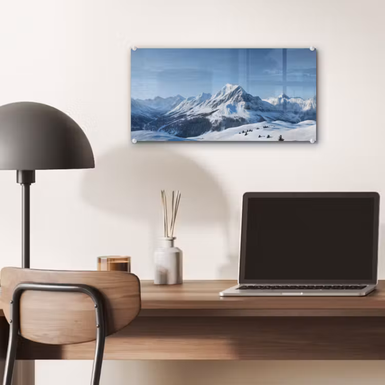 Glas schilderij - Bergen - Sneeuw - Winter — 7