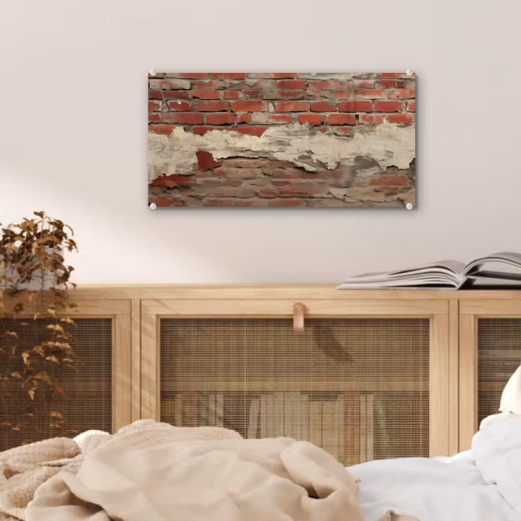 Glas schilderij - Muur - Baksteen - Verweerd — 5