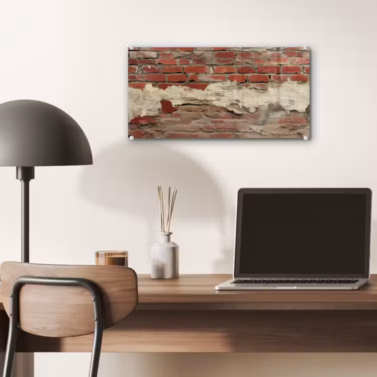 Glas schilderij - Muur - Baksteen - Verweerd — 7