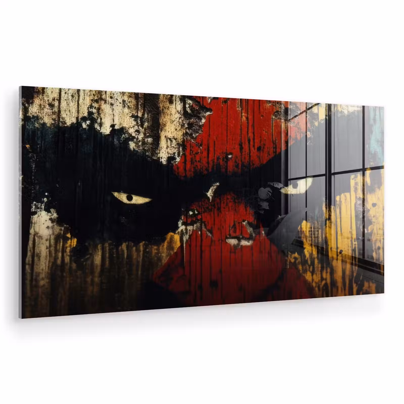 Glas schilderij - Graffiti - Ogen - Abstract — 1