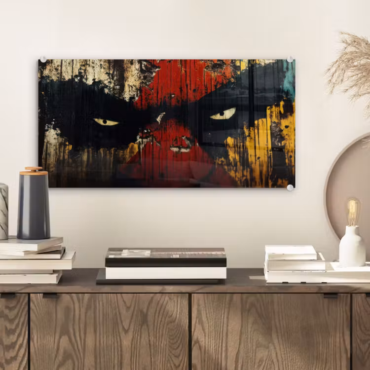 Glas schilderij - Graffiti - Ogen - Abstract — 2
