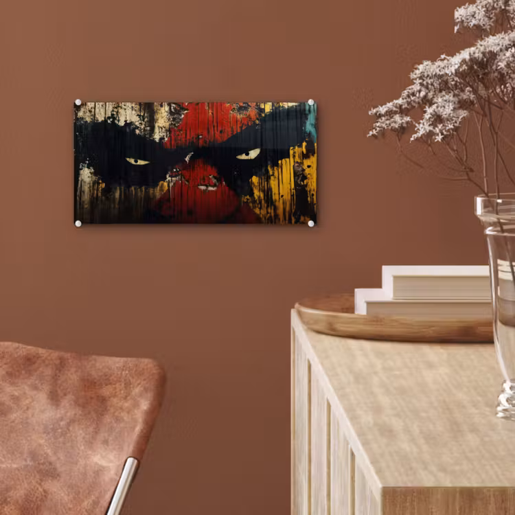 Glas schilderij - Graffiti - Ogen - Abstract — 6