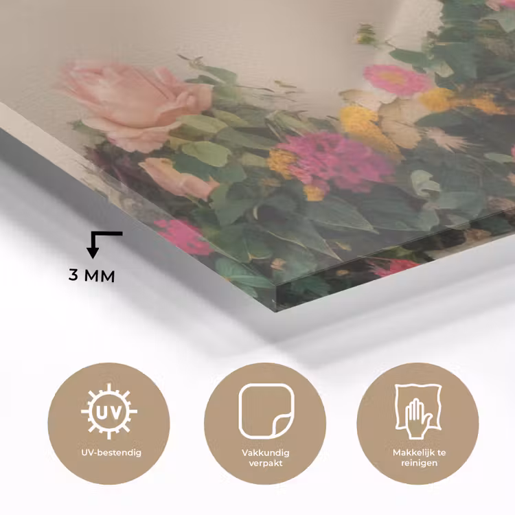 Glas schilderij - Rozen - Muur - Vintage — 3