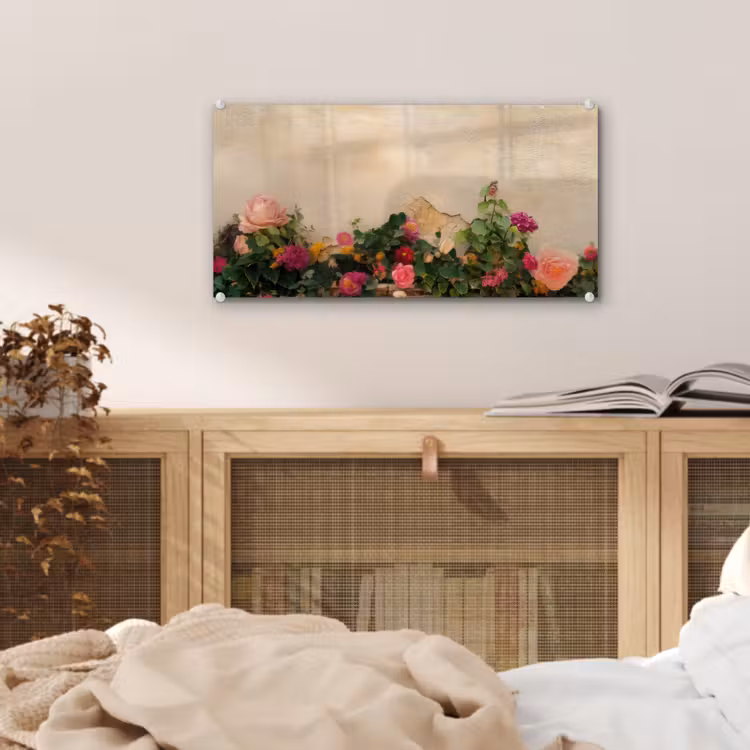 Glas schilderij - Rozen - Muur - Vintage — 5