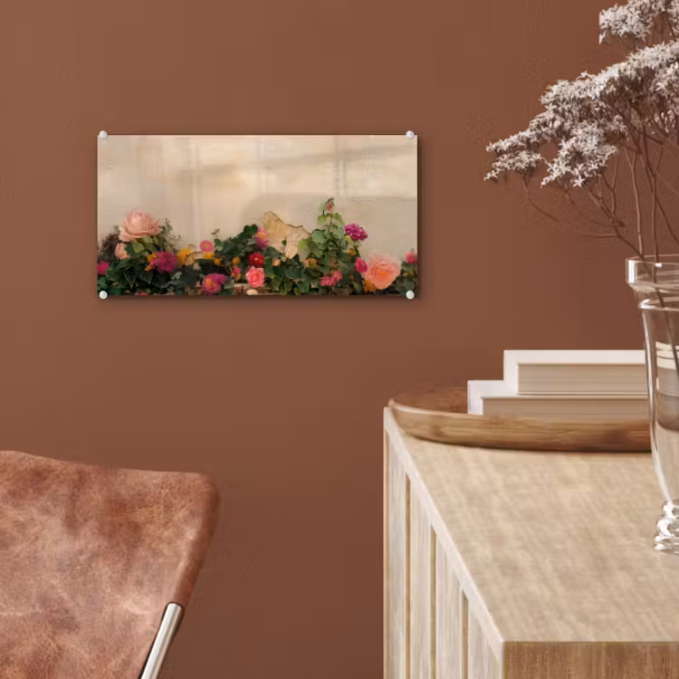 Glas schilderij - Rozen - Muur - Vintage — 6