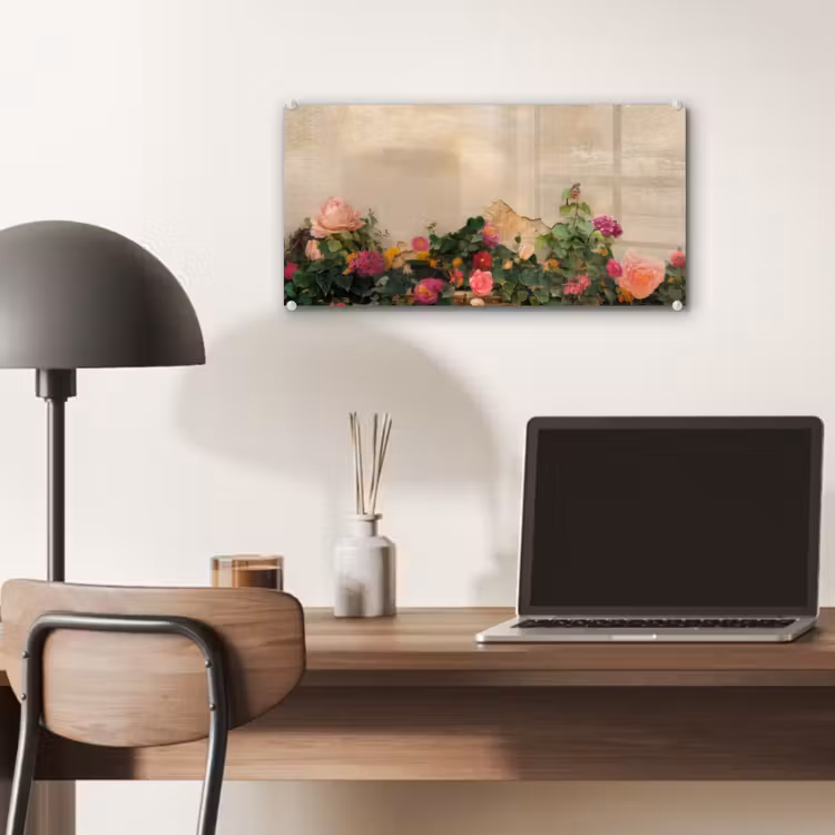 Glas schilderij - Rozen - Muur - Vintage — 7