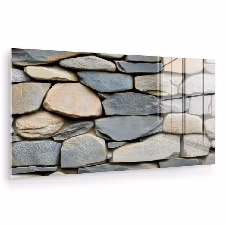 Glas schilderij - Stenen - Rustiek - Grijs — 1