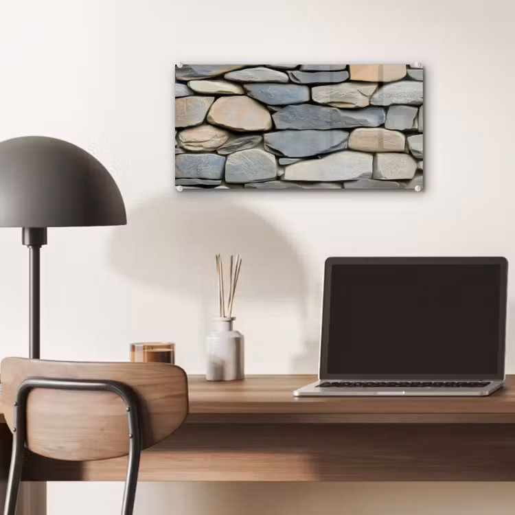 Glas schilderij - Stenen - Rustiek - Grijs — 7