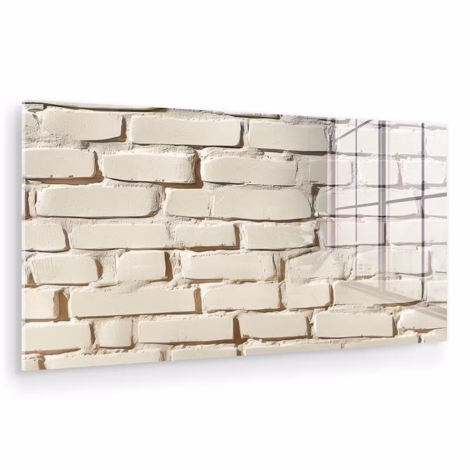 Glas schilderij - Bakstenen - Muur - Licht - Wit — 1
