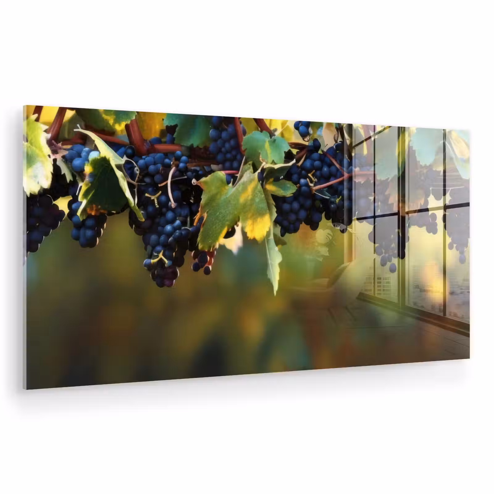 Glas schilderij - Druiven - Wijn - Natuur - Groen — 1