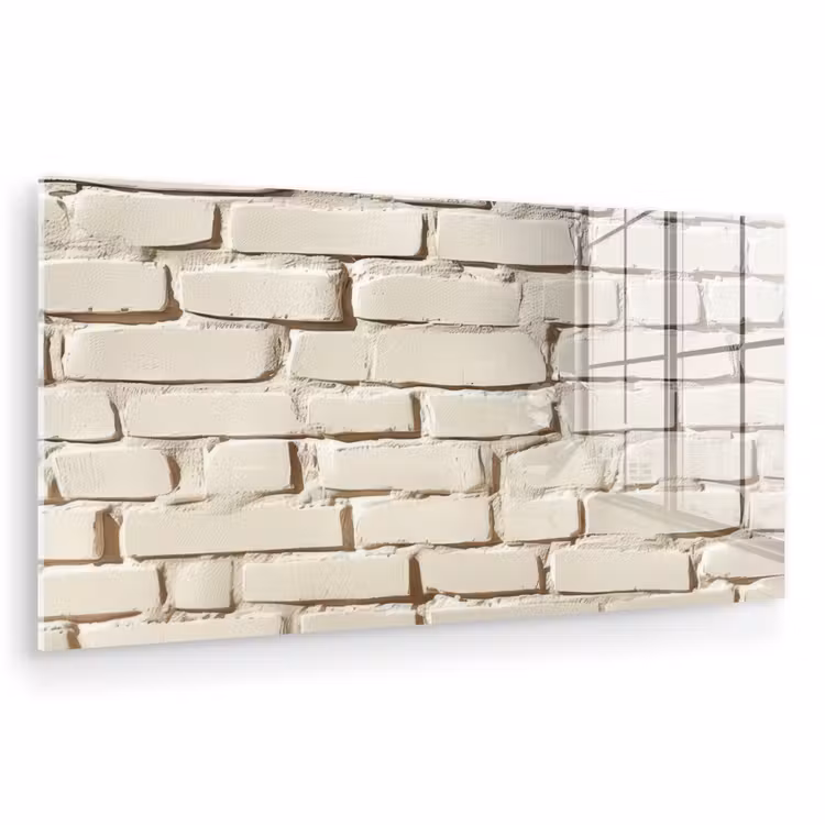 Glas schilderij - Bakstenen - Muur - Licht - Wit — 1