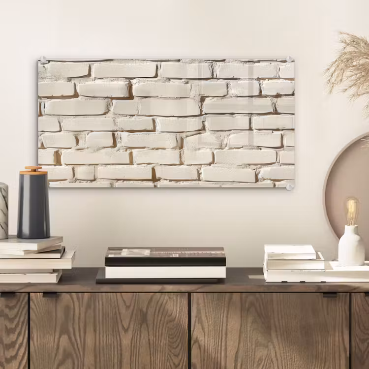 Glas schilderij - Bakstenen - Muur - Licht - Wit — 2