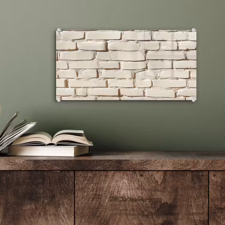 Glas schilderij - Bakstenen - Muur - Licht - Wit — 4