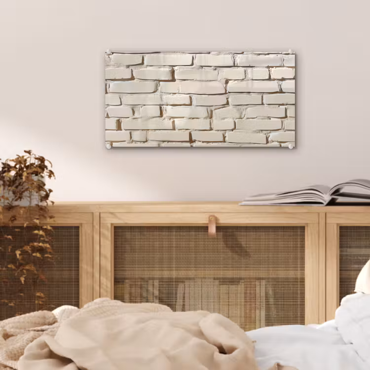 Glas schilderij - Bakstenen - Muur - Licht - Wit — 5
