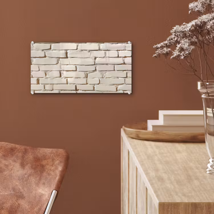 Glas schilderij - Bakstenen - Muur - Licht - Wit — 6