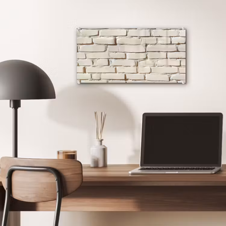 Glas schilderij - Bakstenen - Muur - Licht - Wit — 7