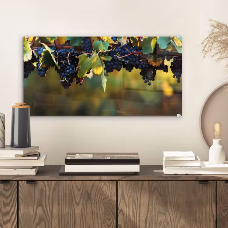 Glas schilderij - Druiven - Wijn - Natuur - Groen — 2