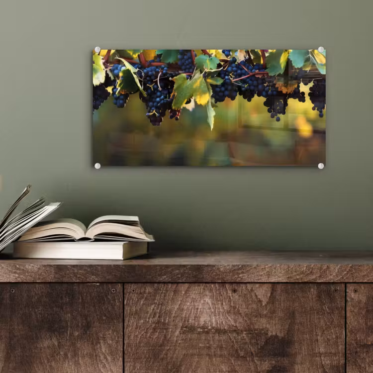 Glas schilderij - Druiven - Wijn - Natuur - Groen — 4
