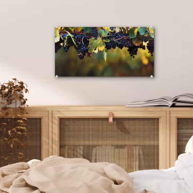 Glas schilderij - Druiven - Wijn - Natuur - Groen — 5
