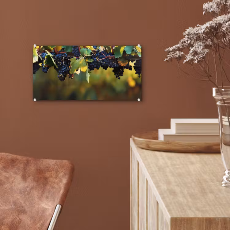 Glas schilderij - Druiven - Wijn - Natuur - Groen — 6