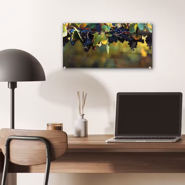 Glas schilderij - Druiven - Wijn - Natuur - Groen — 7