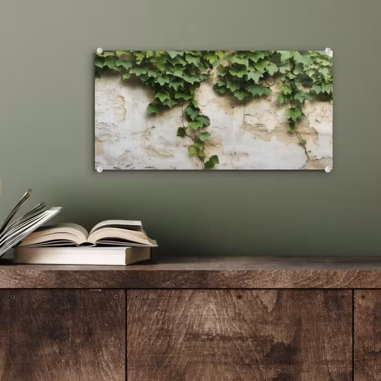 Glas schilderij - Klimop - Muur - Groen — 4