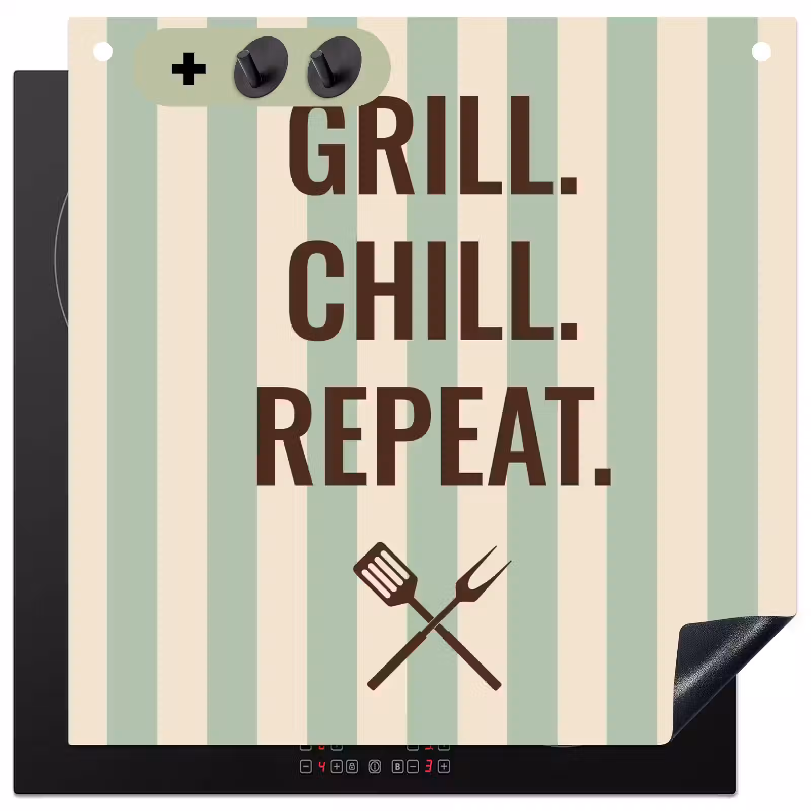 Inductie beschermer en spatscherm (2in1) - Quote - Strepen - Grill — 1