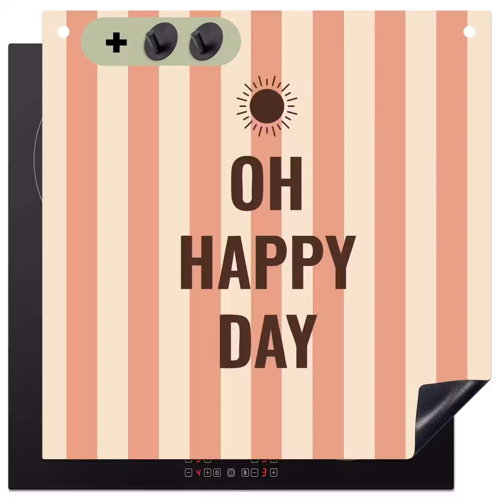Inductie beschermer en spatscherm (2in1) - Quote - Zomer - Strepen — 1
