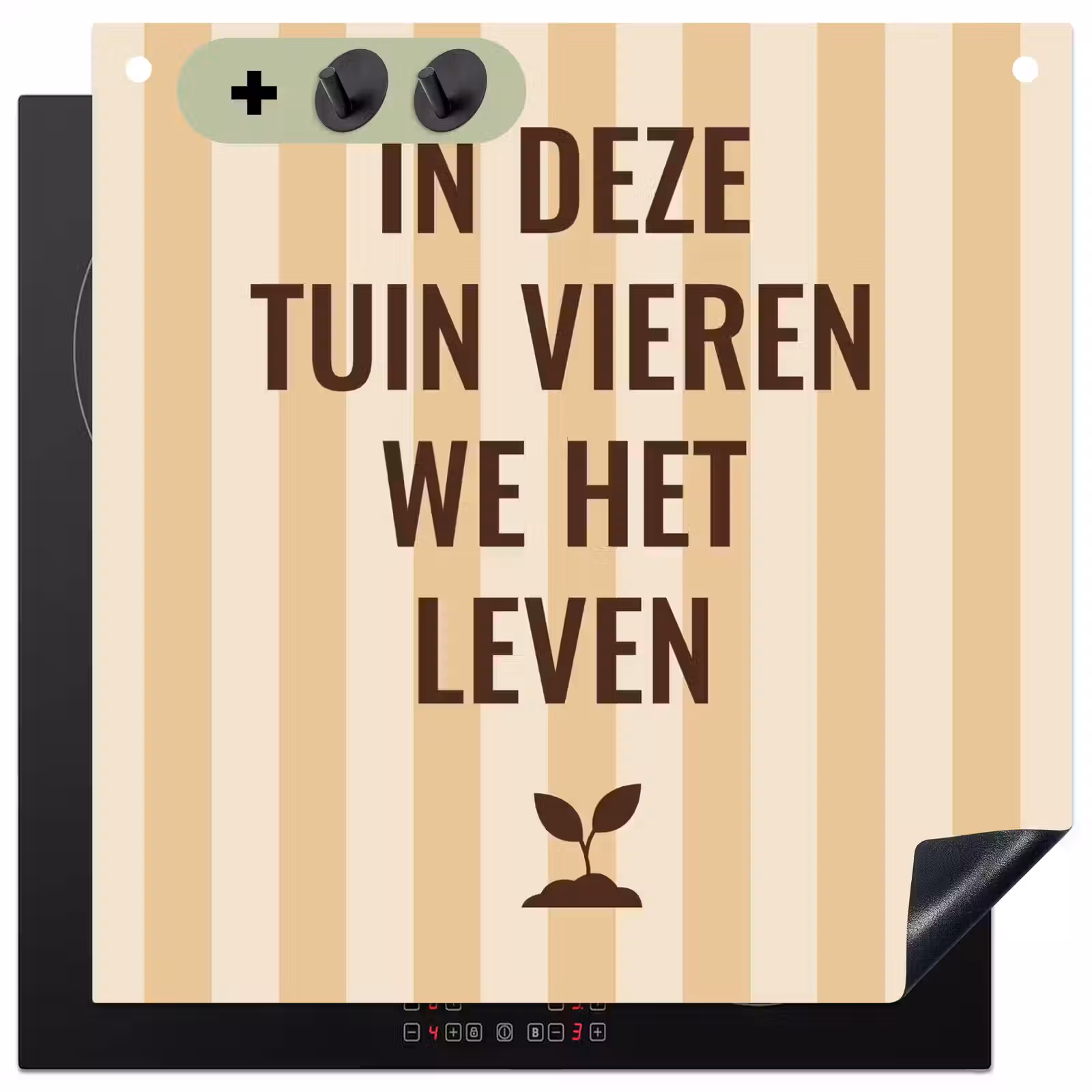Inductie beschermer en spatscherm (2in1) - Tuin - Quote - Strepen - Zomer — 1