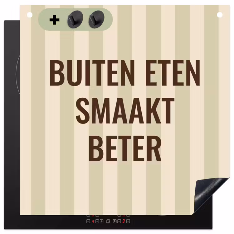 Inductie beschermer en spatscherm (2in1) - Buiten - Quote - Strepen - Zomer — 1