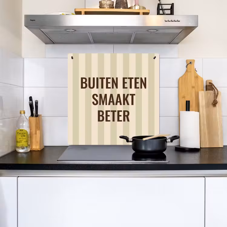 Inductie beschermer en spatscherm (2in1) - Buiten - Quote - Strepen - Zomer — 2