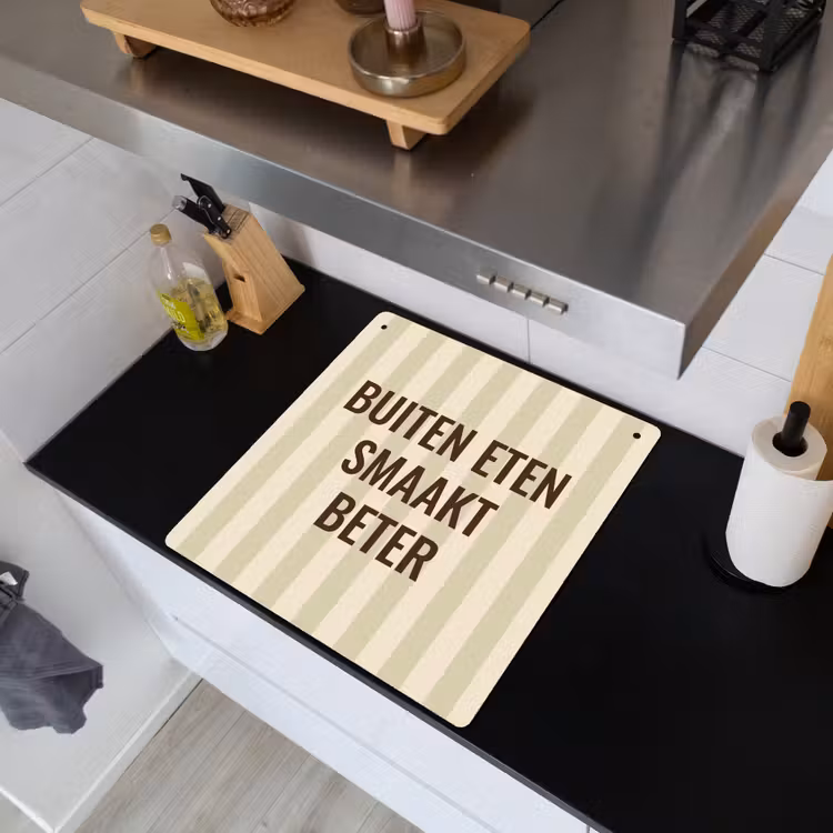 Inductie beschermer en spatscherm (2in1) - Buiten - Quote - Strepen - Zomer — 3