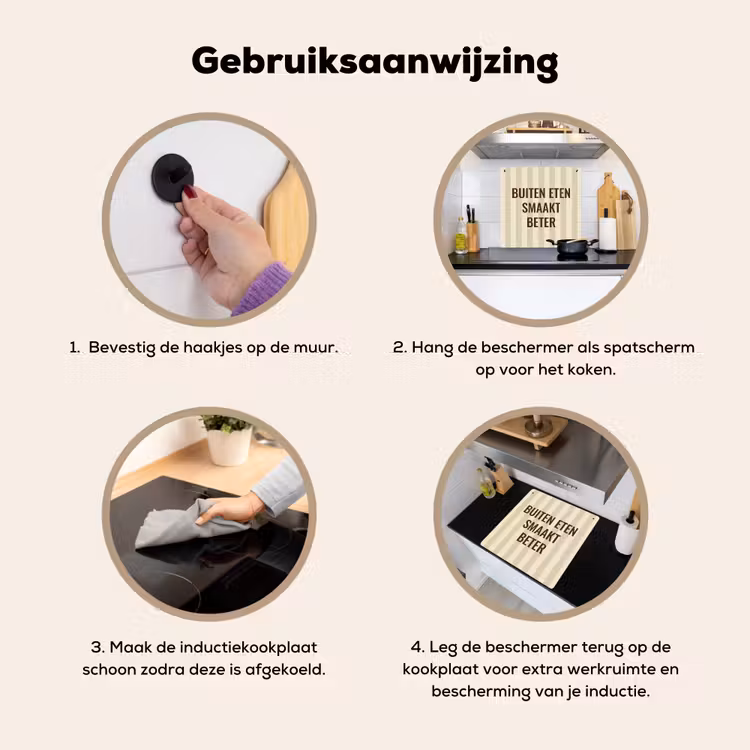 Inductie beschermer en spatscherm (2in1) - Buiten - Quote - Strepen - Zomer — 6
