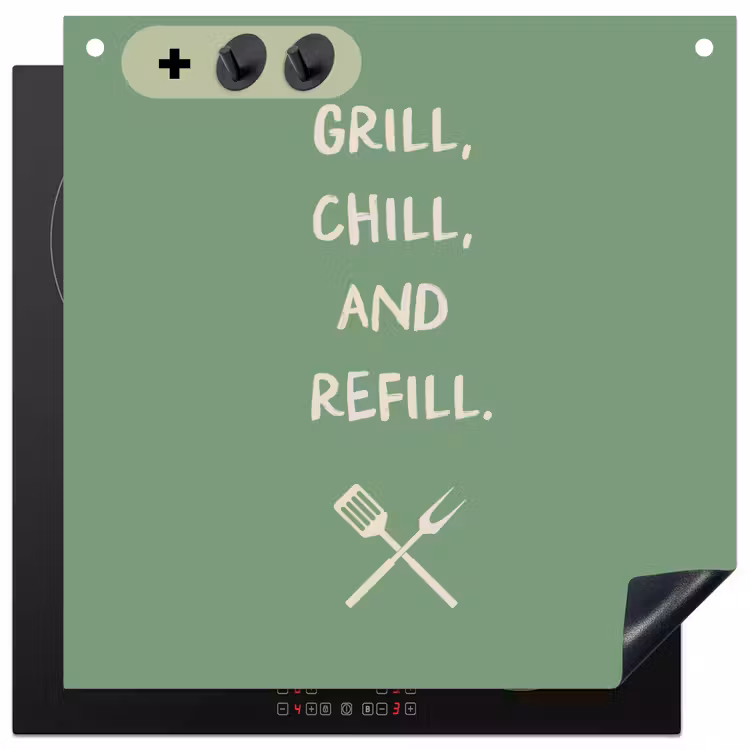 Inductie beschermer en spatscherm (2in1) - Grill - Groen - Zomer - Quote — 1