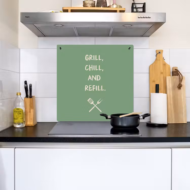 Inductie beschermer en spatscherm (2in1) - Grill - Groen - Zomer - Quote — 2