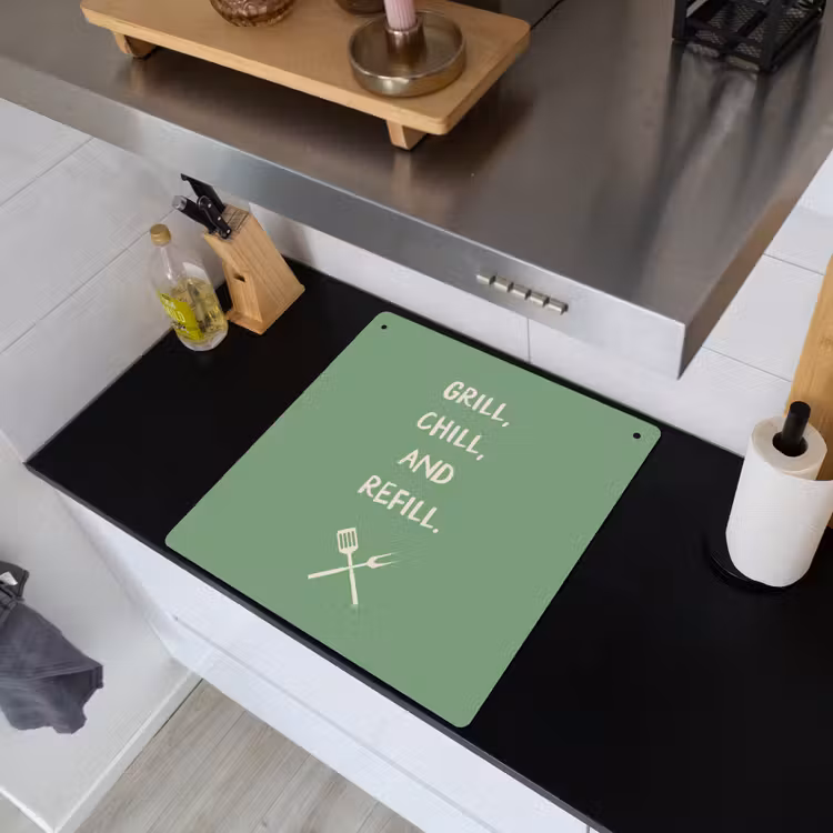 Inductie beschermer en spatscherm (2in1) - Grill - Groen - Zomer - Quote — 3